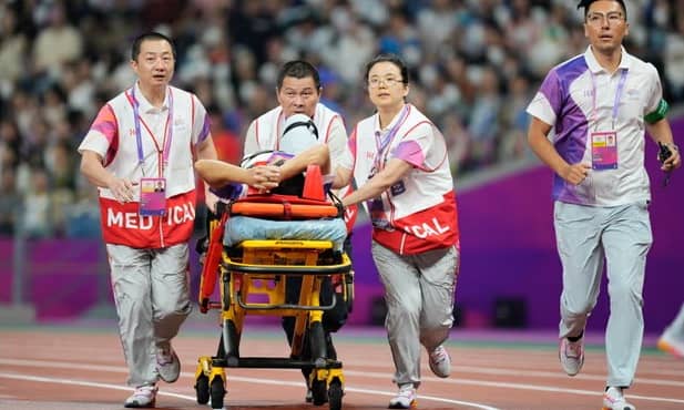 Asian Games official in stable condition after being hit by stray hammer throw